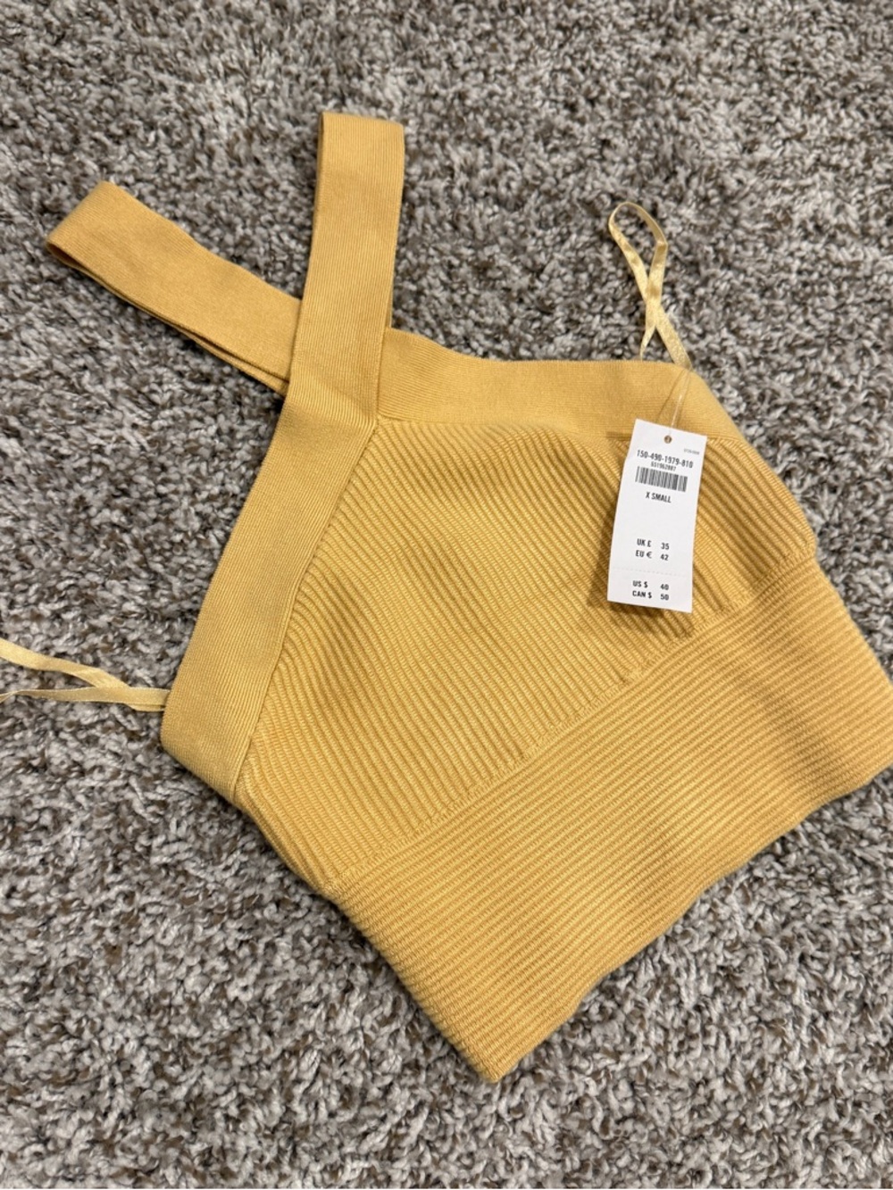 Cross-Strap Ribbed Tank in Mustard - Picture 3 of 3